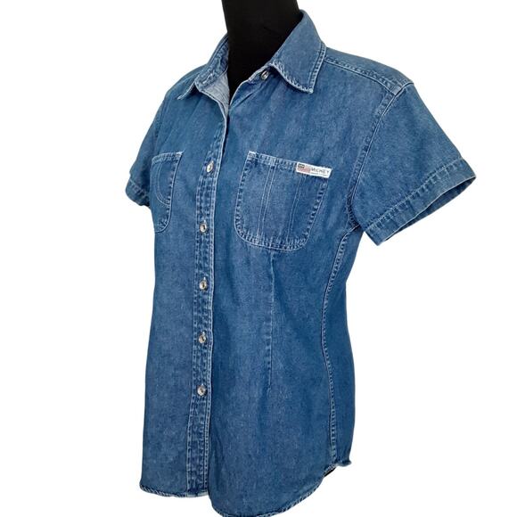 Vintage 90s Disney Mickey Minnie Embroidered Button Down Shirt Short Sleeve Sz S - Picture 3 of 12